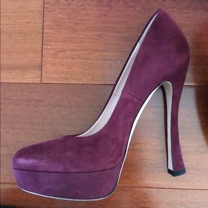 MiuMiu Suede Pumps in Wine Red